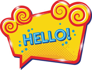 Vibrant Hello Message in Comic Book Style Speech Bubble