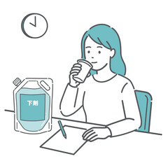 大腸カメラの前処置で下剤を余裕で飲む女性