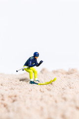 Mini Skier Figure with Copy Space