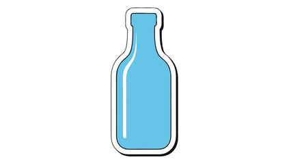 Blue Glass Bottle Icon - Minimalist Vector Art