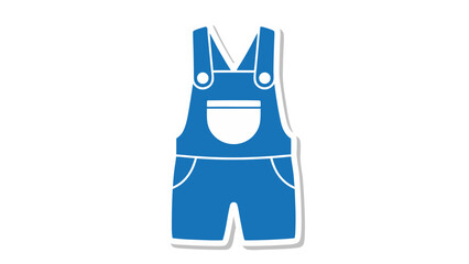 Blue Overalls Icon - Simple Flat Design