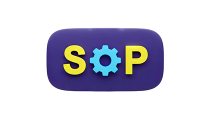 SOP (Standard Operating Procedure) Icon with Gear on Purple Background