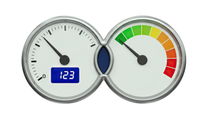 Speedometer Gauges Displaying Performance and Data