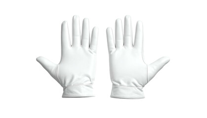 Obraz premium Isolated, photo-realistic pair of pristine white gloves, palms facing out, set against black