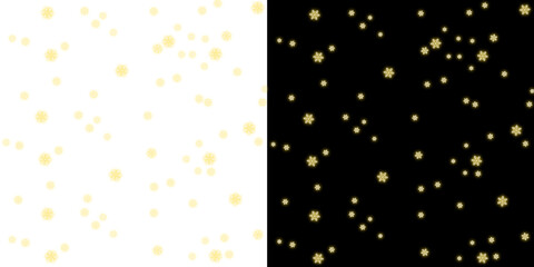 Golden snow particles scattered softly with warm glow. Festive snowfall dots with gentle sparkle effect.