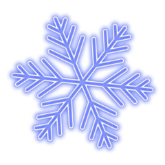 Glowing blue snowflake symbol with clean winter shape. Bright icy snowflake icon with crisp outline.