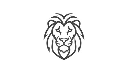 Minimalist Line Art Logo Design of a Majestic Lion Head with a Regal Mane, Perfect for Branding and Identity