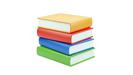 Stack of Colorful Books on White Background