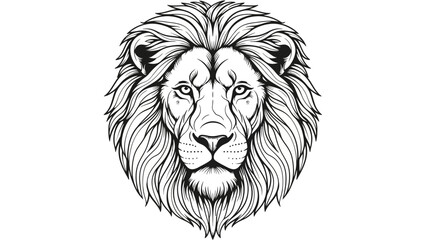 Fototapeta premium Majestic Lion Head Illustration with Detailed Mane