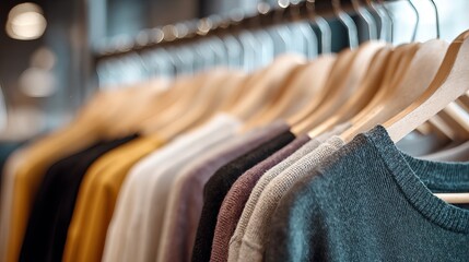 Clothing on hangers in modern boutique interior retail fashion