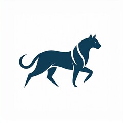 Obraz premium Sleek minimalist dark blue big cat illustration, embodying strength, elegance, and dynamic movement. This powerful artistic rendering is perfect for a sophisticated logo or a modern design identity