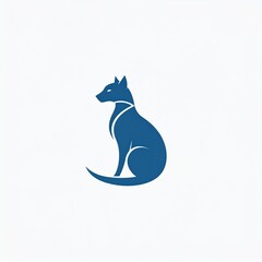 A sleek and elegant minimalist blue silhouette of a sitting fox or wolf, embodying grace and strength in a modern graphic design perfect for branding