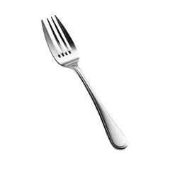 Close-up studio shot of a shiny, clean silverware fork on a black background
