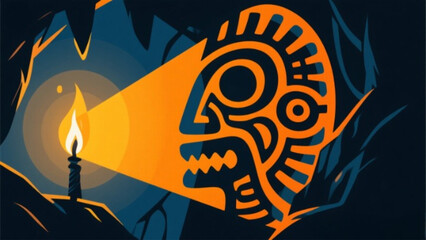 Abstract vector illustration of urban city wall graffiti featuring a creative pattern design with nature elements like trees and fish in a decorative drawing art style