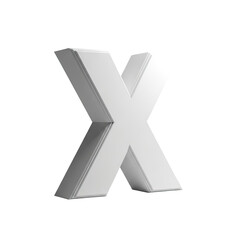 Three-dimensional white capital letter "X" with subtle shading against black backdrop