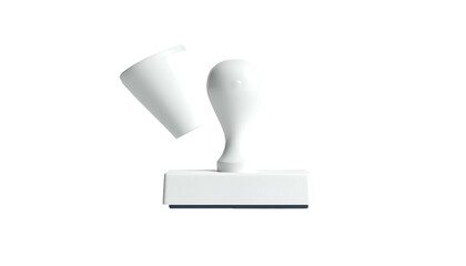 Isolated overhead shot of a clean white stamp, cap lifted, against a black backdrop