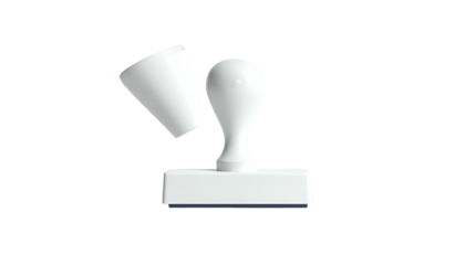 Isolated overhead shot of a clean white stamp, cap lifted, against a black backdrop