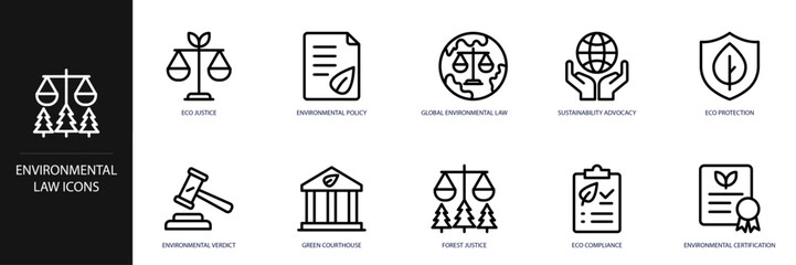 Environmental Law Line Icon Set