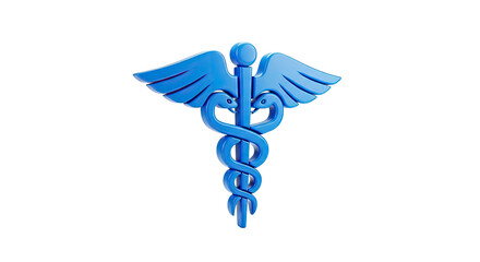 Blue caduceus symbol for healthcare and medical concepts