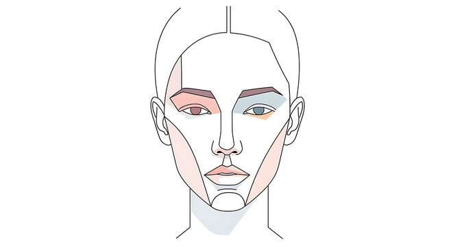 Face Chart for Makeup Application Highlighting and Contouring Guide.