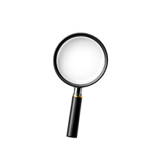 Black-handled magnifying glass on a black background, focusing on investigation