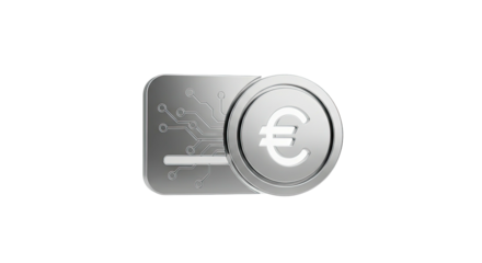Digital euro currency payment technology switch button financial concept