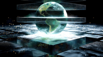 Holographic Earth with Floating Data Layers
