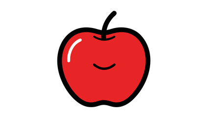 Cartoon Red Apple Icon with Smiling Face