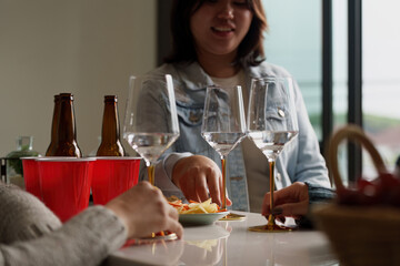 Party snacks and drinks shared among friends
