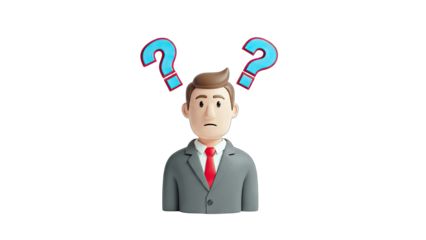 Businessman with Question Marks: Thinking and Problem Solving