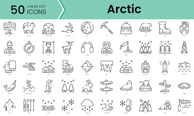 Set of arctic icons. Line art style icons bundle. vector illustration © IcoKitty