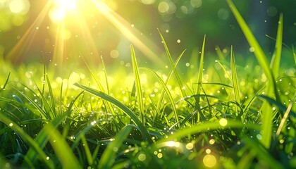 Sun shines on grass blades