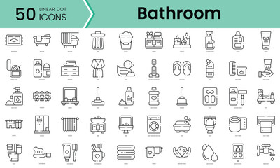 Set of bathroom icons. Line art style icons bundle. vector illustration