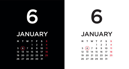 2026 calendar page showing January 6