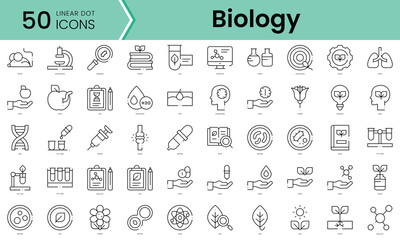 Set of biology icons. Line art style icons bundle. vector illustration