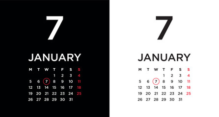 2026 calendar page showing January 7