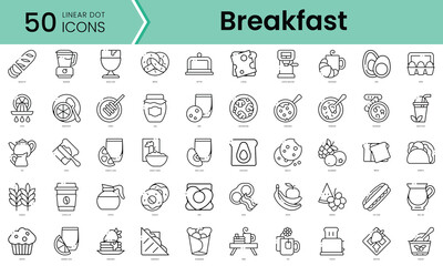 Set of breakfast icons. Line art style icons bundle. vector illustration