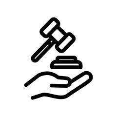 Gavel Support Line Icon of Testimony & Witnesses Icon Set