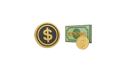 Dollar sign coin and banknote for finance and economy concept