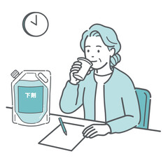 大腸カメラの前処置で下剤を余裕で飲む高齢女性