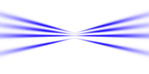 Abstract Blue Light Beams Converging, Futuristic Laser Effect for Overlay on Transparent Background
