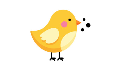 Cute Yellow Chick Cartoon Isolated on White Background