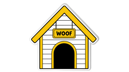 Cute Yellow Dog House Cartoon Icon with 