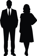Silhouette of Business Couple in Formal Attire