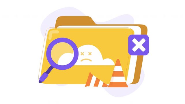 Empty state folder magnifying glass, perfect for illustrating zero search results, data empty state, or digital organization.