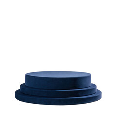 Elegant navy blue display stands create stunning visual effect against transparent background, perfect for showcasing products beautifully