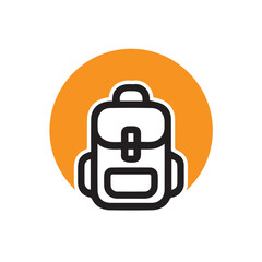 Obraz premium backpack icon. travel symbol. one backpack for vacation. long holiday, exploration, adventure. Mixed design style
