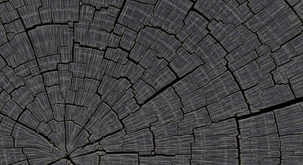 Fototapeta premium Detailed close-up of a dark and aged tree trunk showcasing intricate growth rings and fracture
