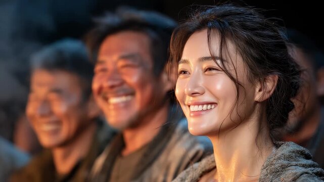 Christmas Family and Friends Gather Sharing Warm Moments