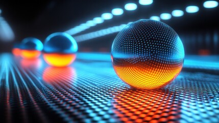 Abstract spheres on a futuristic surface